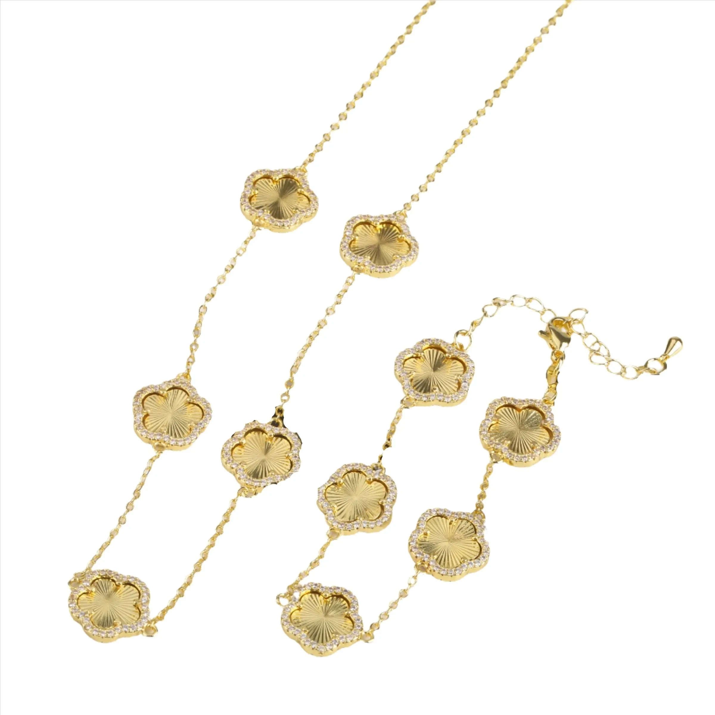 Diamond Floral Gold-Plated Jewelry