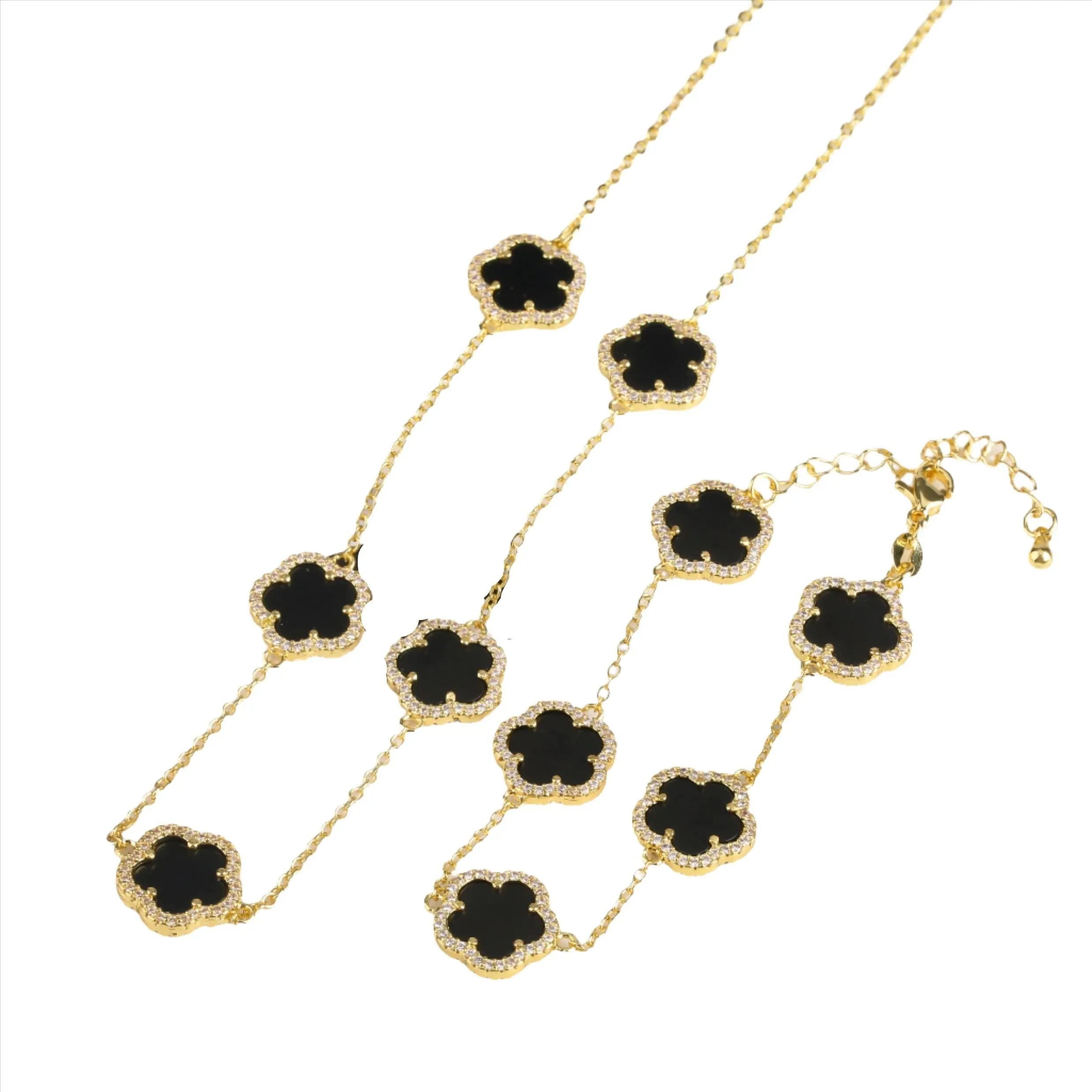 Diamond Floral Gold-Plated Jewelry