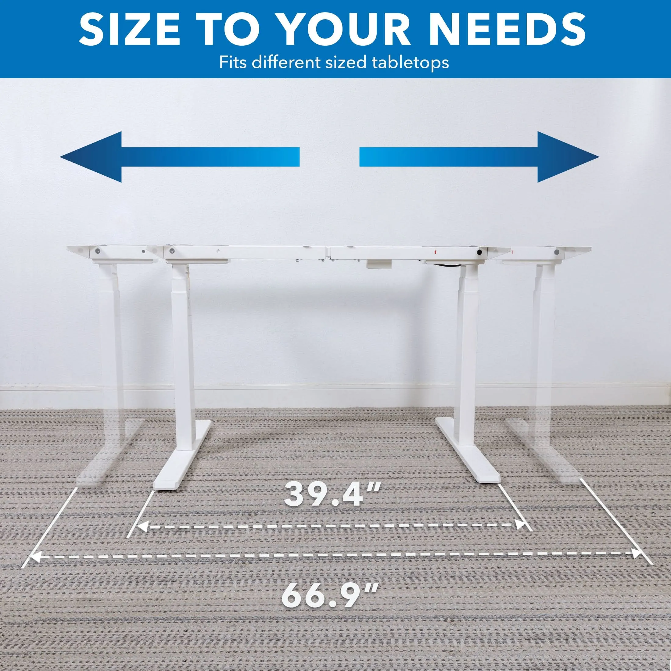 Dual-Motor, 3-Stage Electric Standing Desk Frame