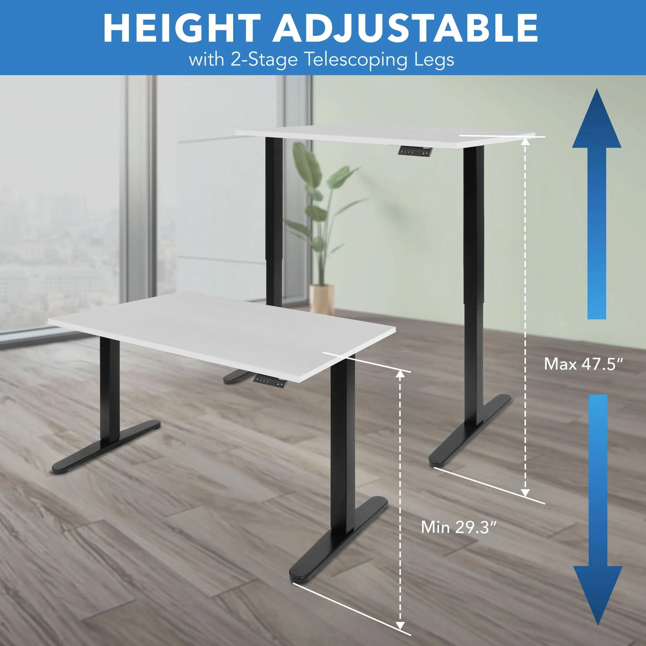 Dual Motor Electric Standing Desk with 48" Tabletop - Black Base