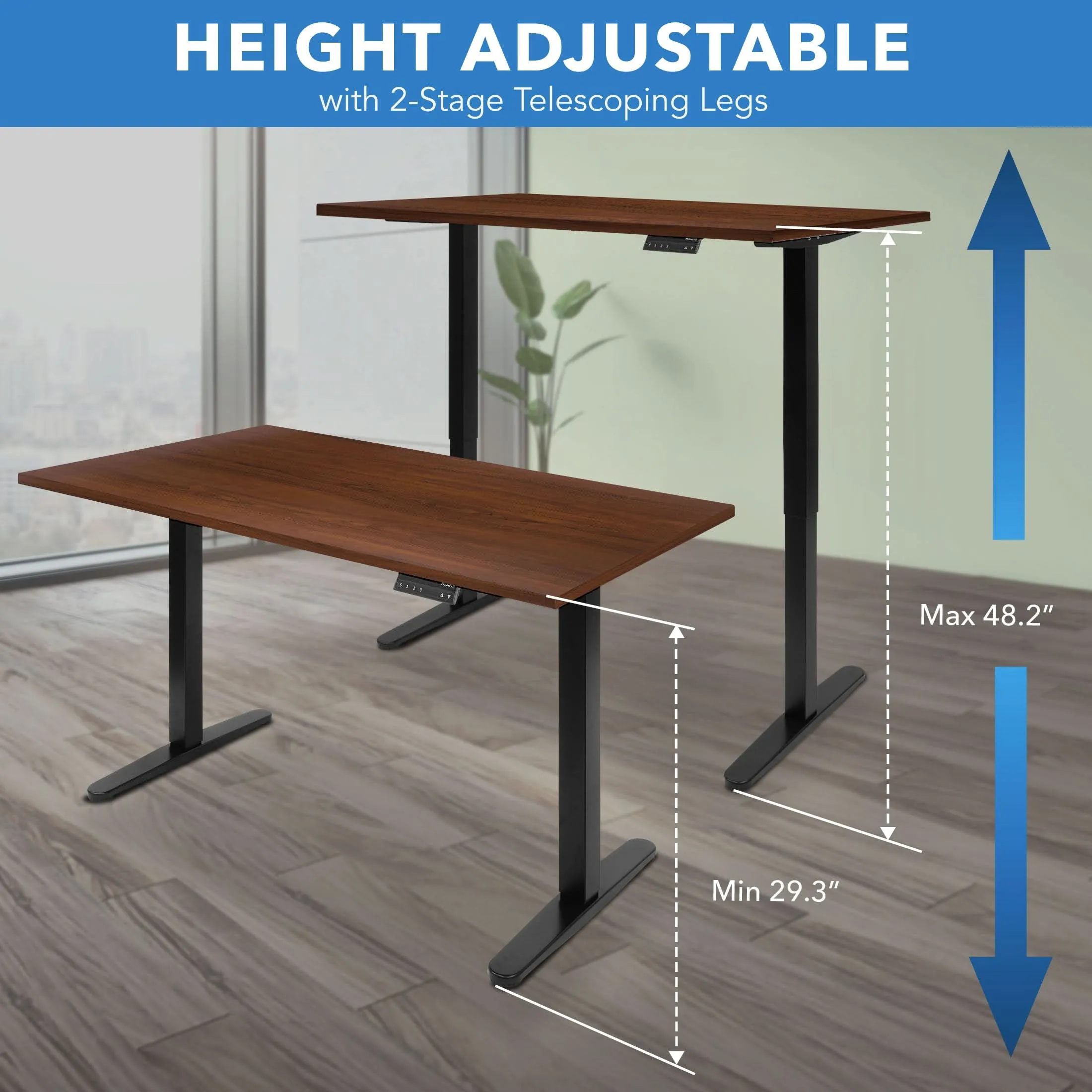 Dual Motor Electric Standing Desk with 55" Tabletop - Black Base