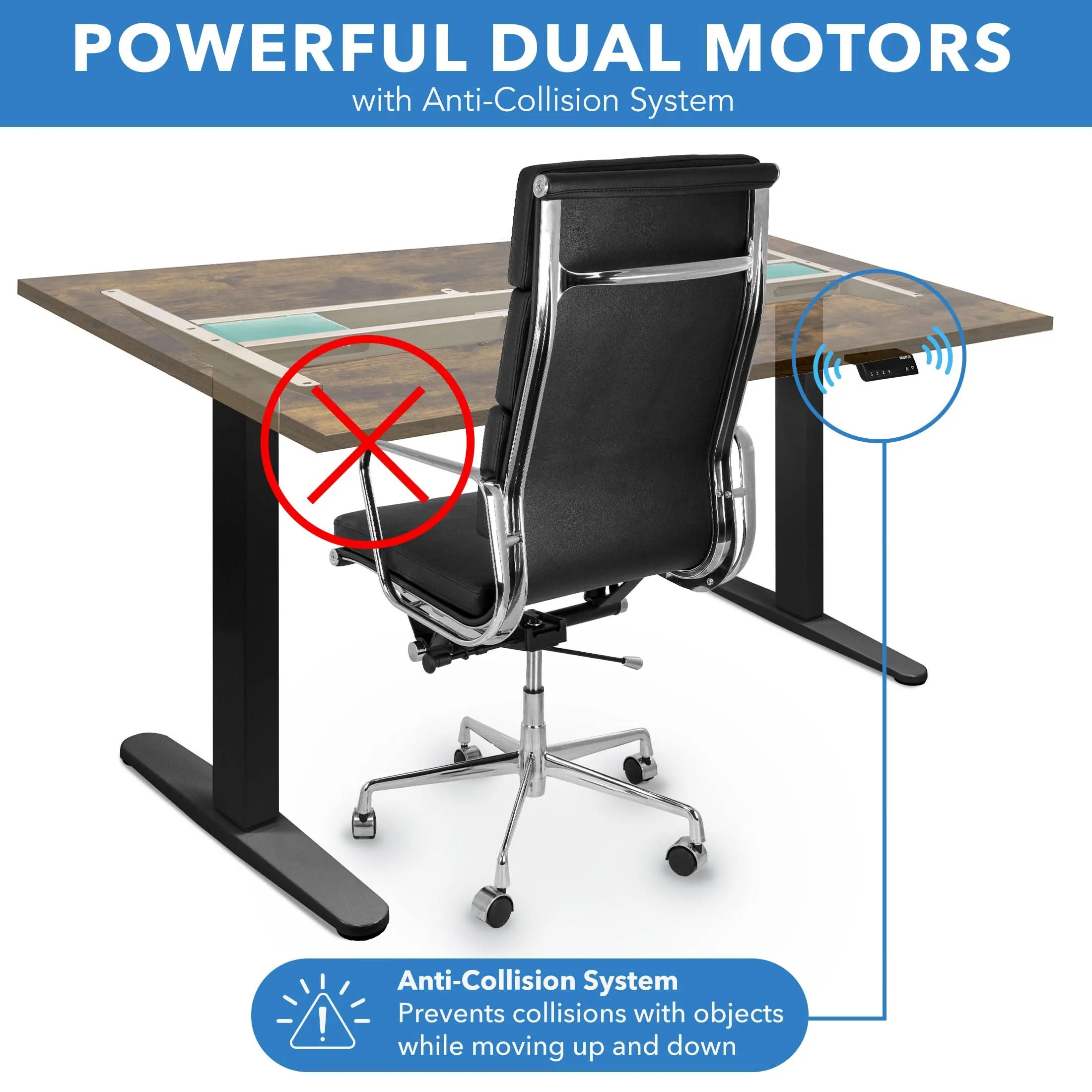 Dual Motor Electric Standing Desk with 55" Tabletop - Black Base