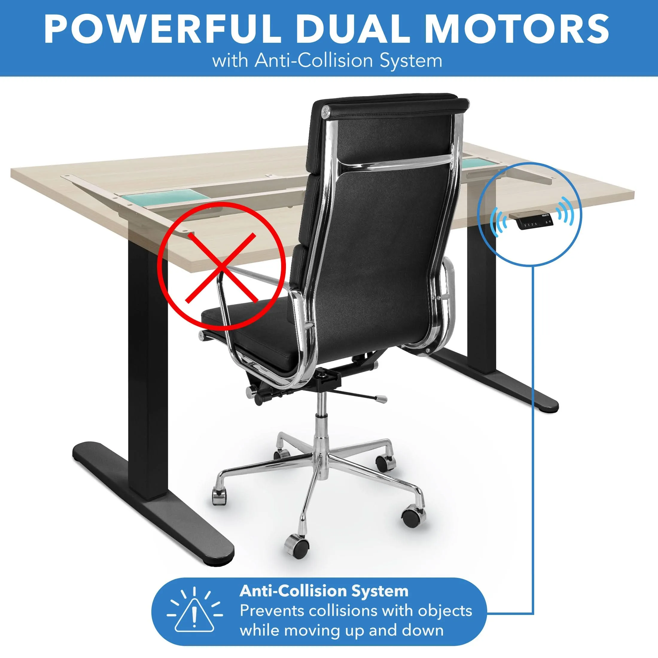 Dual Motor Electric Standing Desk with 55" Tabletop - Black Base