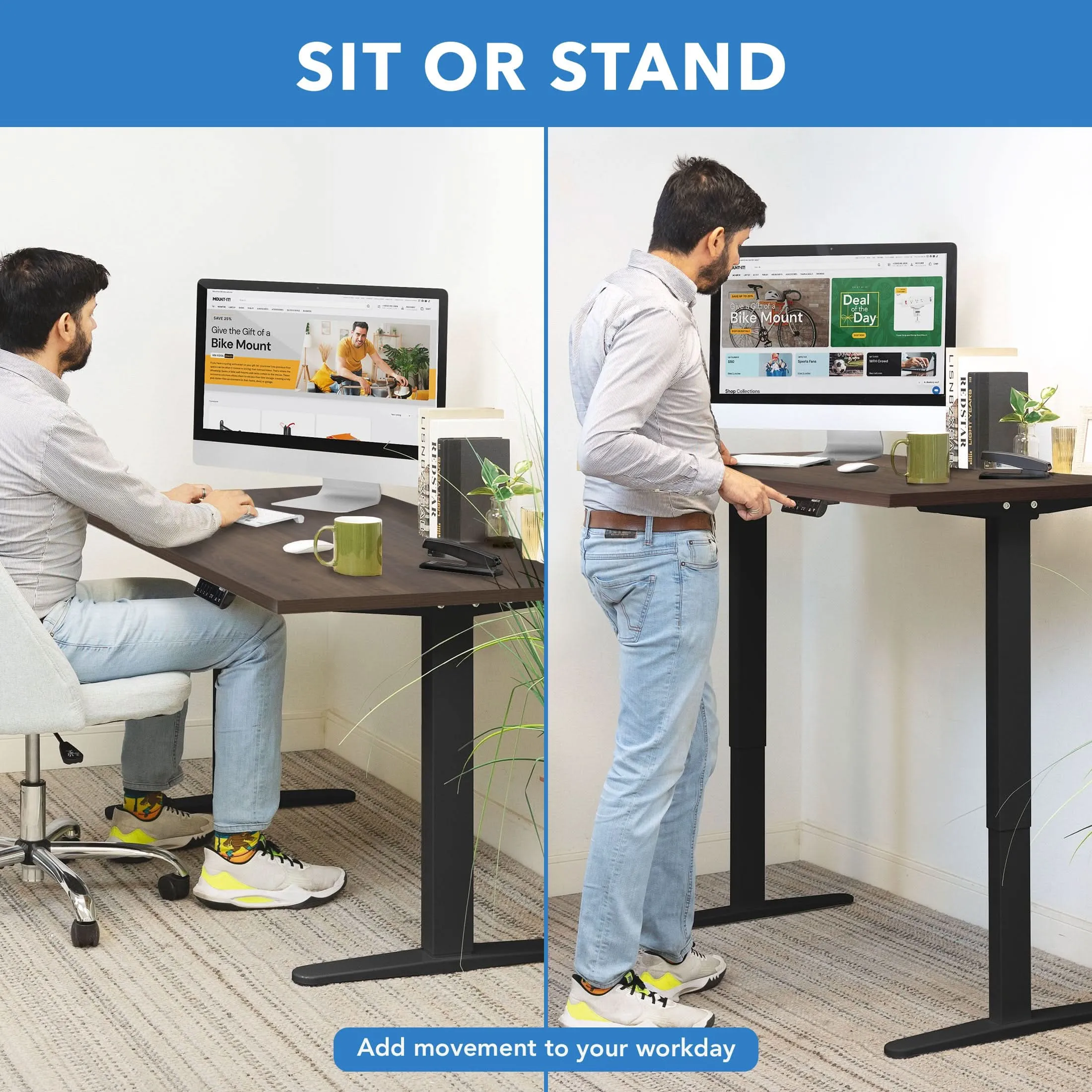 Dual Motor Electric Standing Desk with 55" Tabletop - Black Base