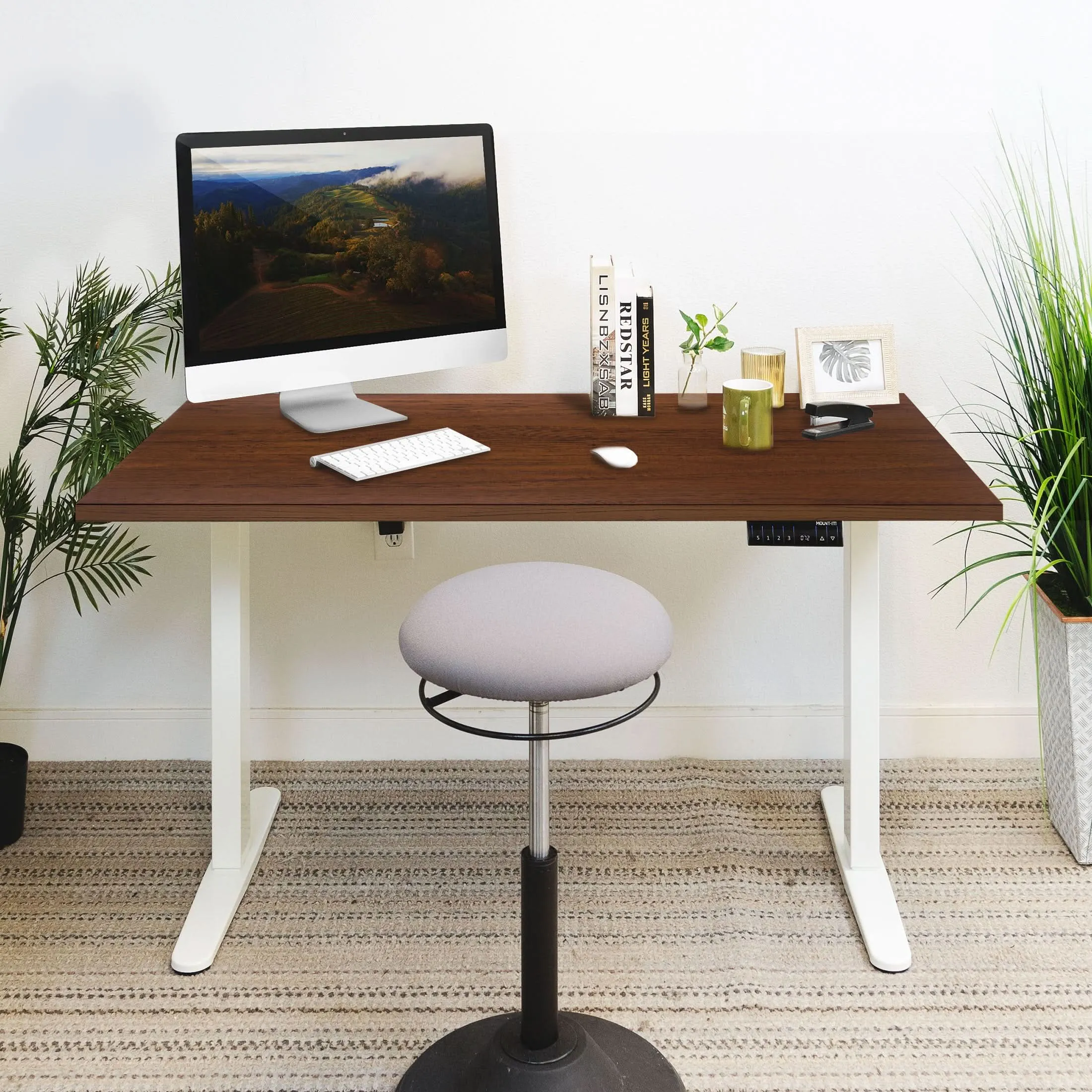 Dual Motor Electric Standing Desk with 55" Tabletop - White Base