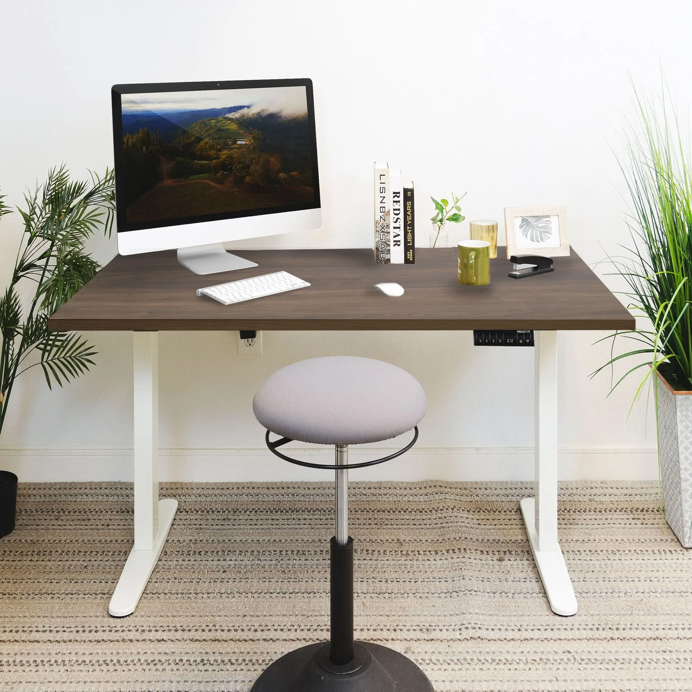 Dual Motor Electric Standing Desk with 55" Tabletop - White Base