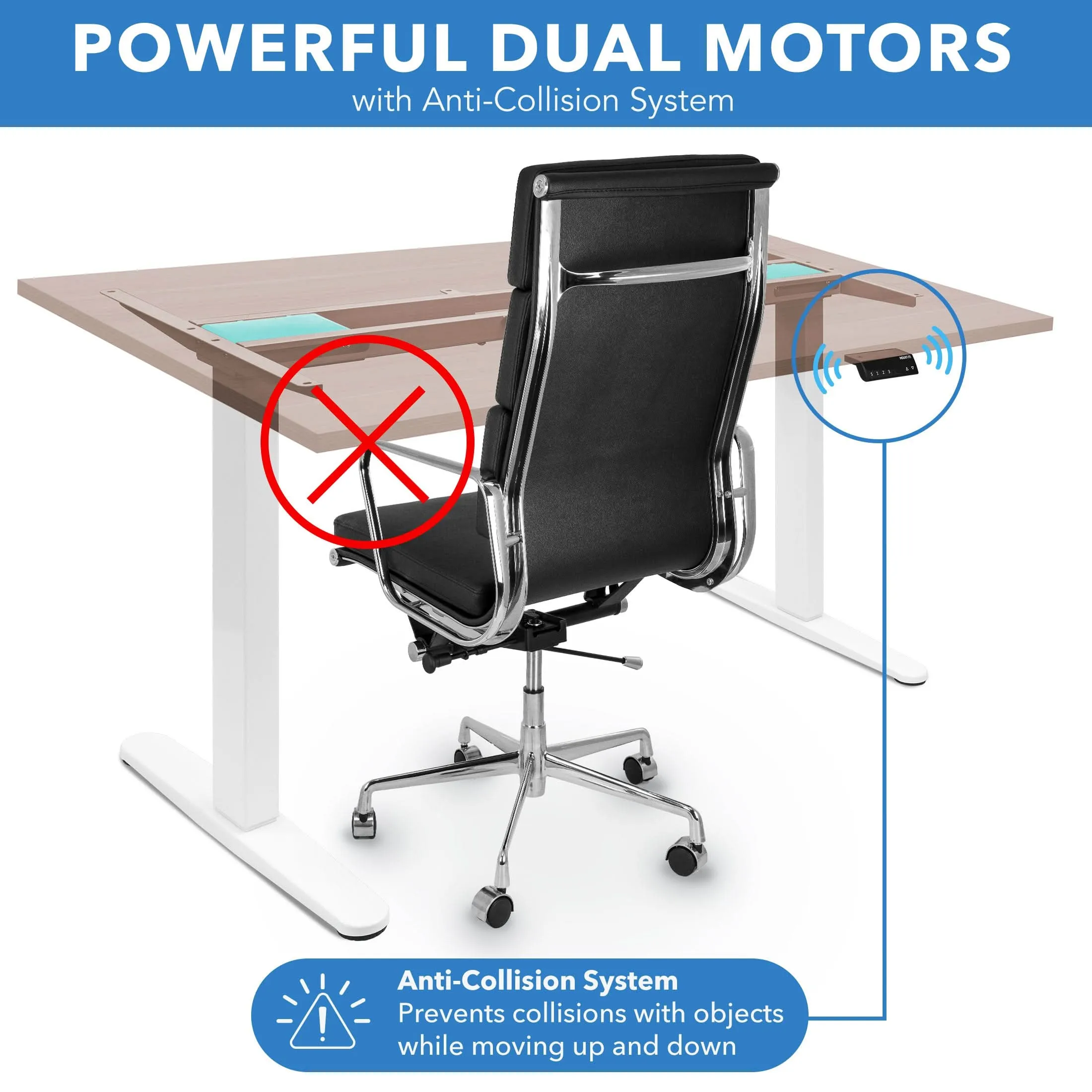 Dual Motor Electric Standing Desk with 55" Tabletop - White Base