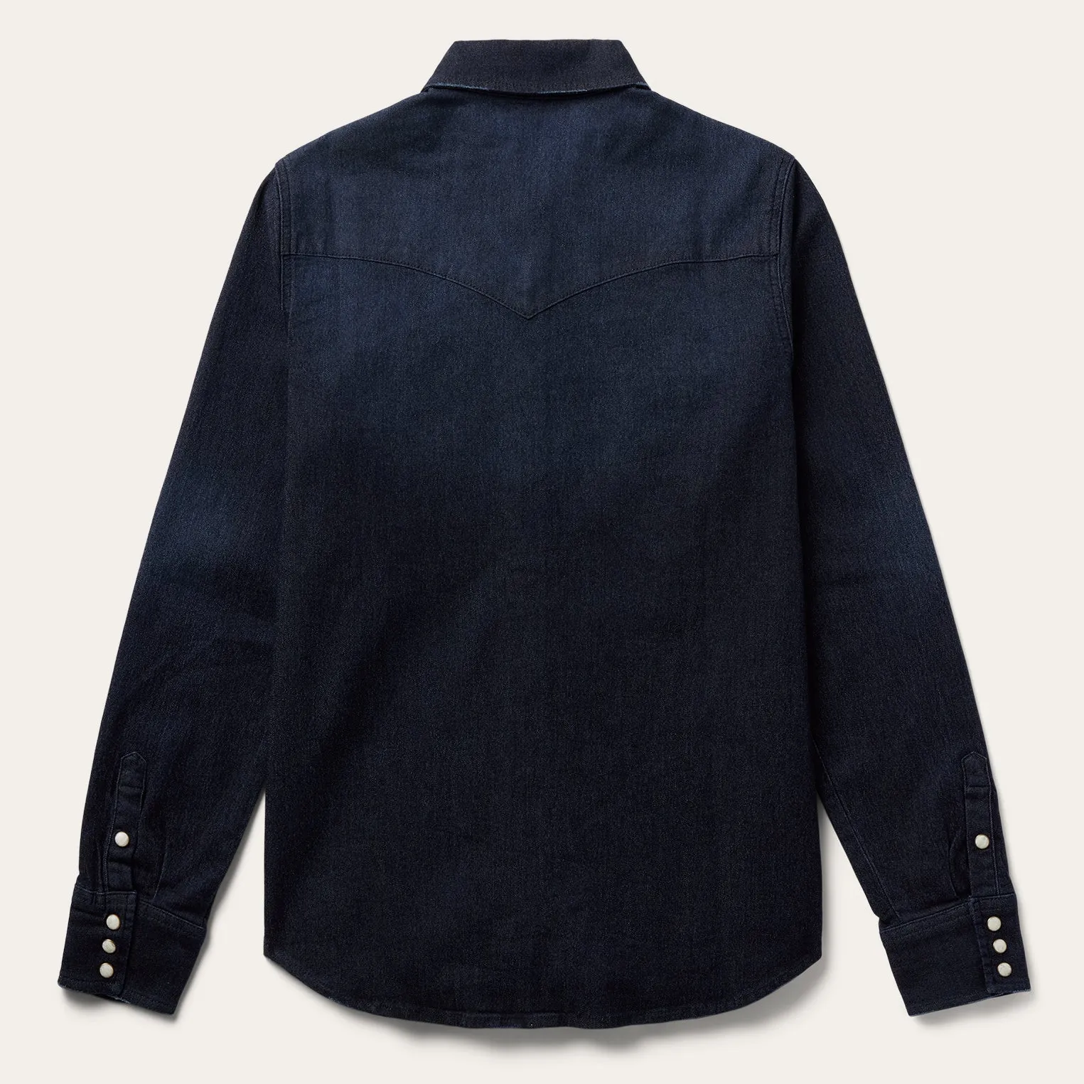 Embroidered Dark Denim Snap Front Shirt