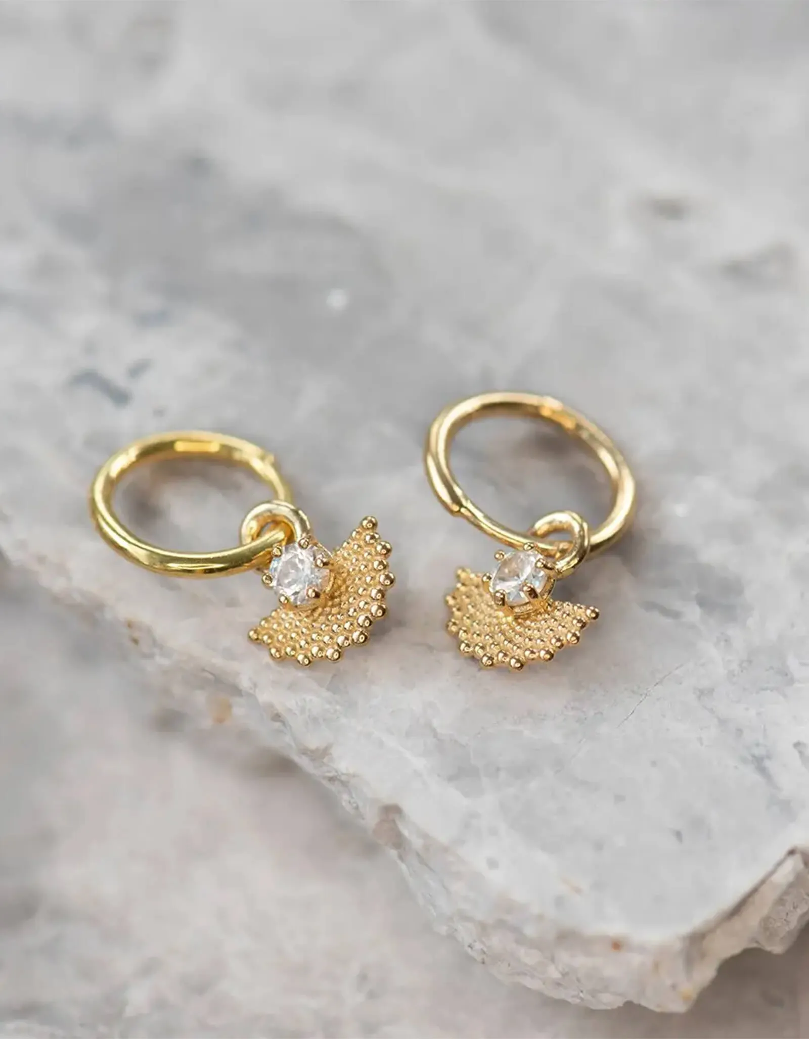 Eos Earrings - 22K Gold Plated/White Zircon