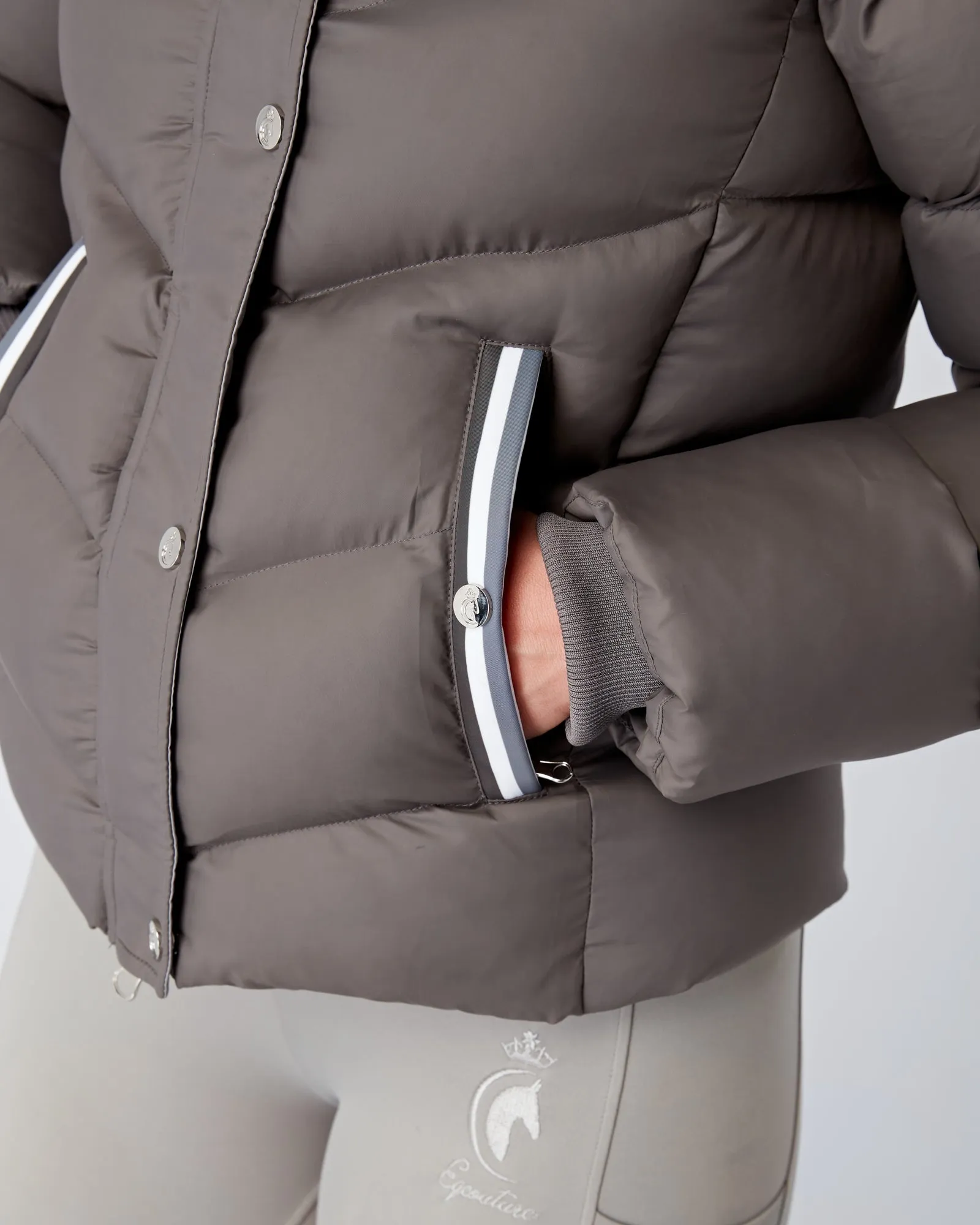 Exclusive Short Grey Puffer Coat  / Jacket - Detachable Hood