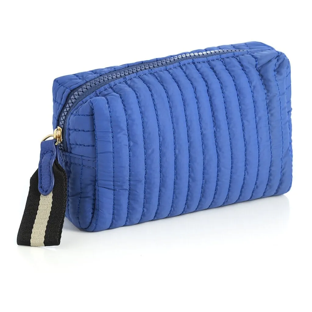 Ezra Quilted Nylon Small Boxy Cosmetic Pouch | Ultramarine