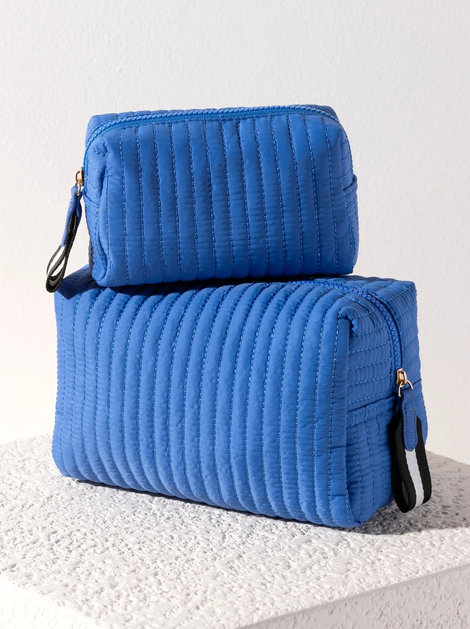 Ezra Quilted Nylon Small Boxy Cosmetic Pouch | Ultramarine