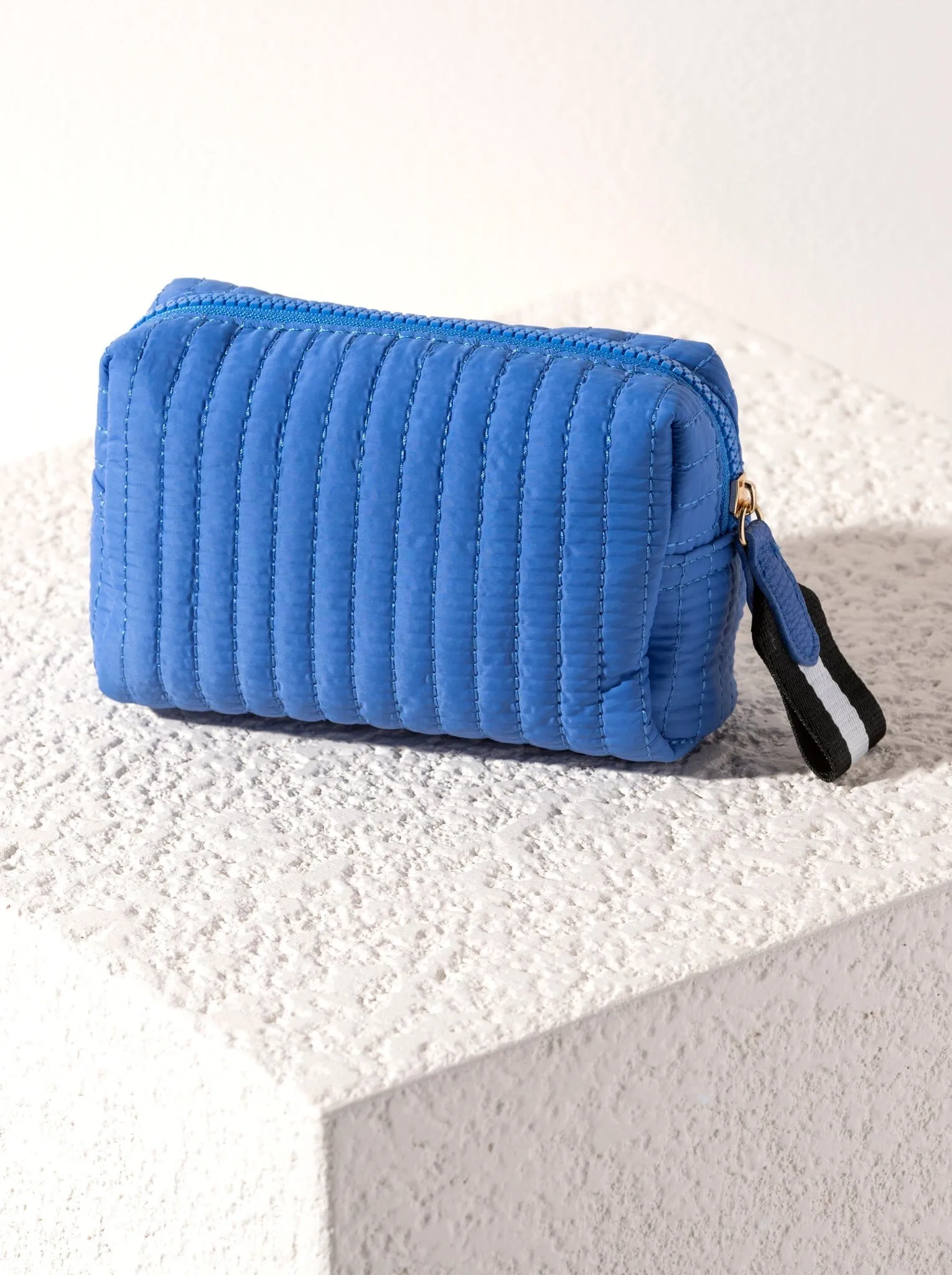 Ezra Quilted Nylon Small Boxy Cosmetic Pouch | Ultramarine