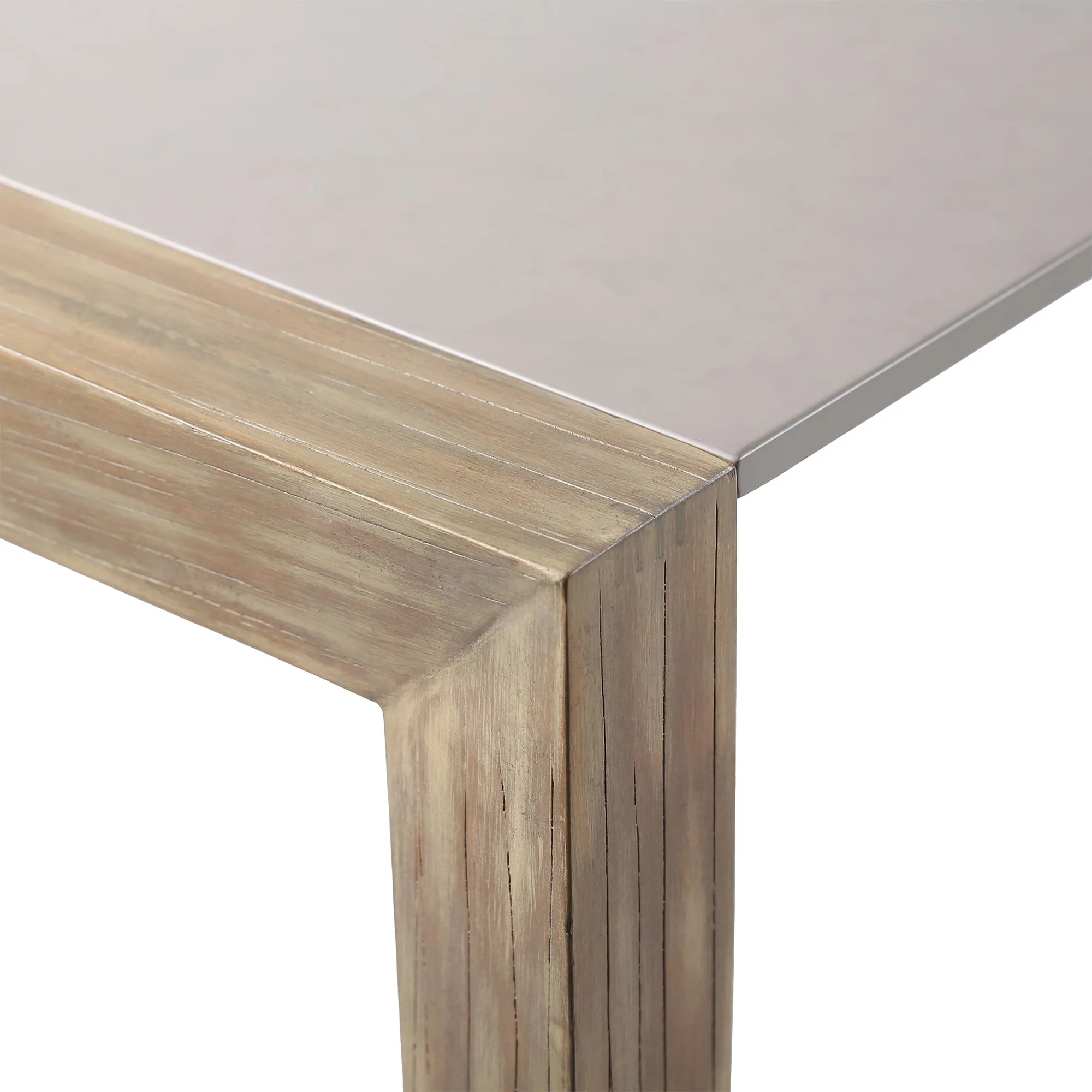 Fineline Indoor Outdoor 80 Rectangle Dining Table in Light Eucalyptus Wood and Super Stone