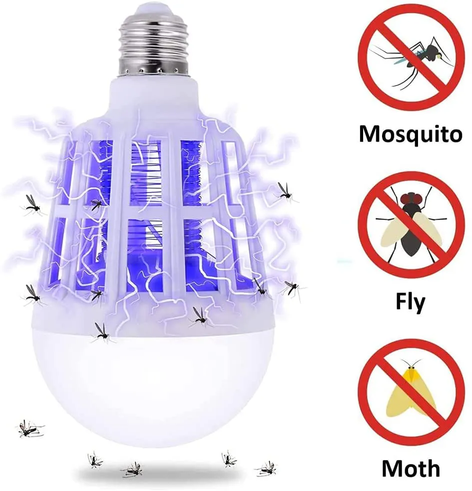 Fire Tracks Limited Bug Zapper, 2 in 1 Mosquito Killer Lamp Bug Zappers Light Bulb, Electronic Insect & Fly Killer for Home Kitchen Indoor Outdoor Patio Backyard - 110V E26/E27