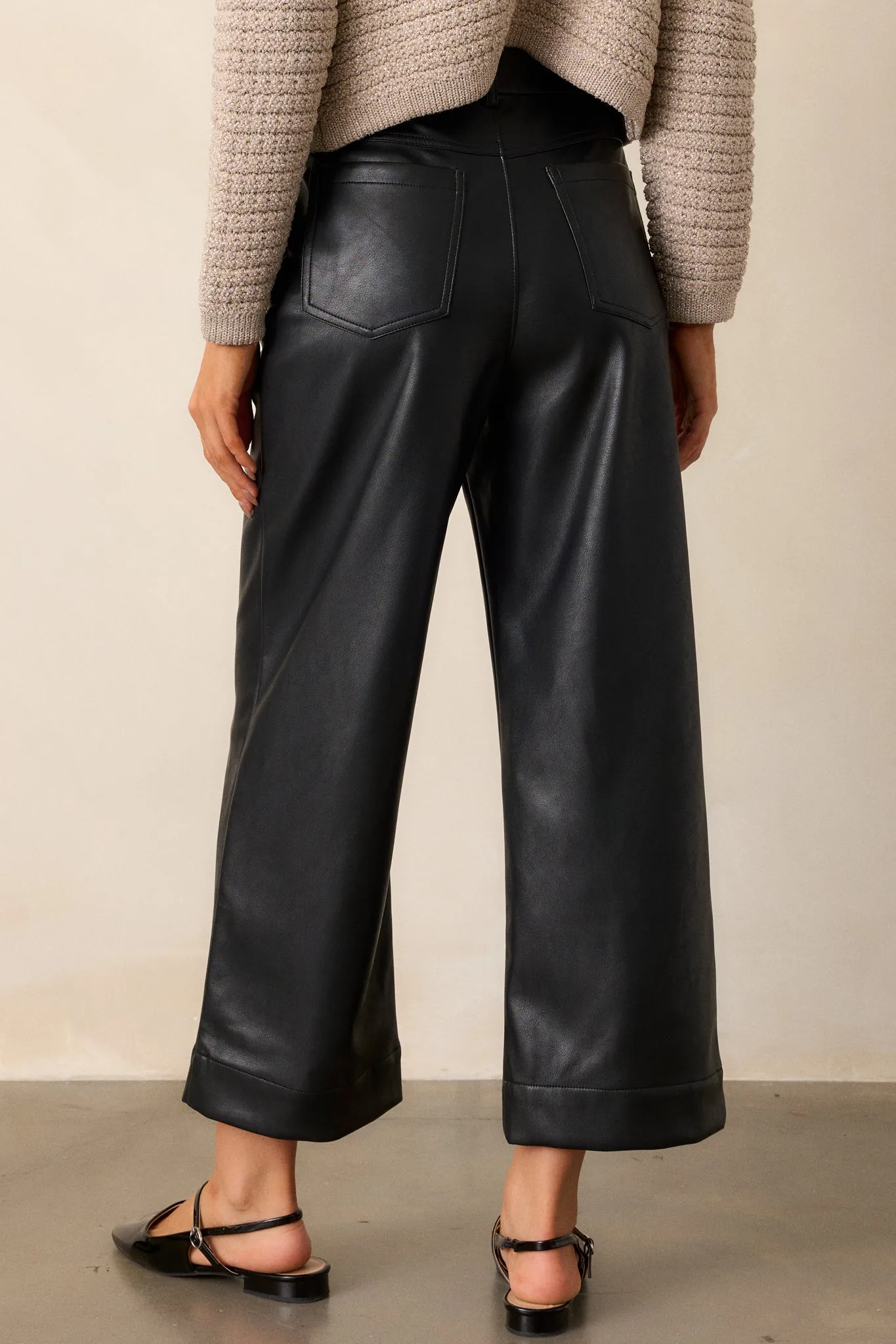 For the Weekend Black Faux Leather Wide Leg Pants