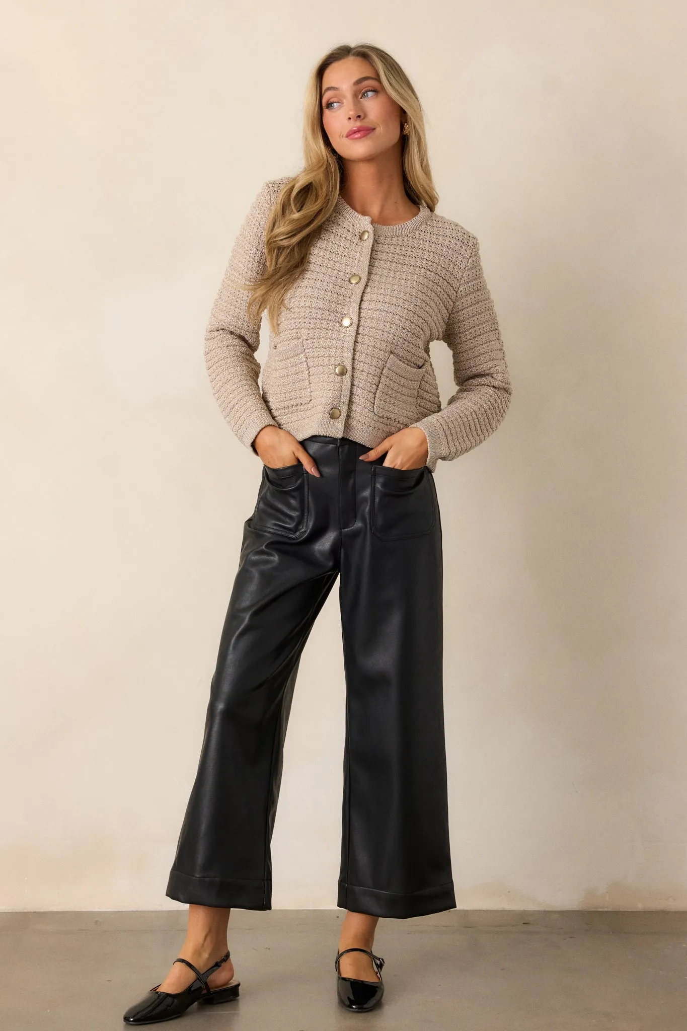 For the Weekend Black Faux Leather Wide Leg Pants