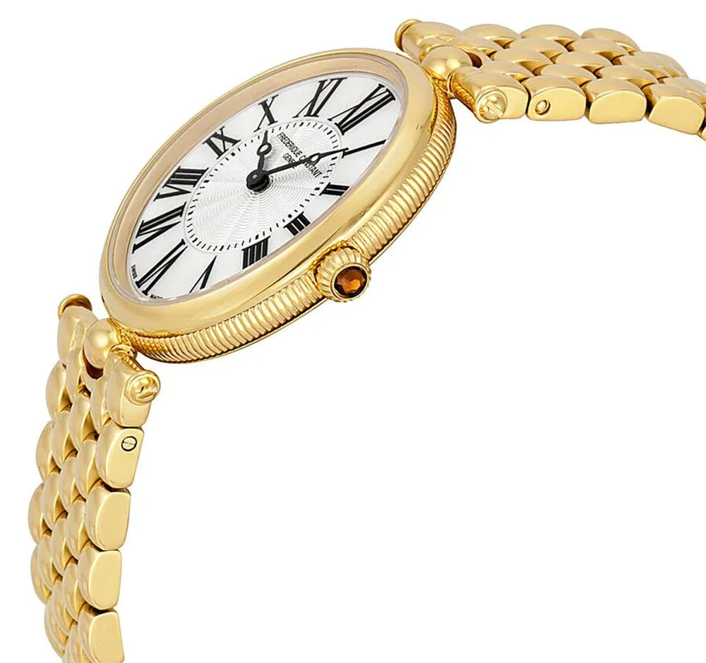 Frederique Constant Classics Art Deco Yellow Gold Plated Stainless Steel Oval Case Mother-of-Pearl Dial Quartz Womens Watch FC-200MPW2V5B