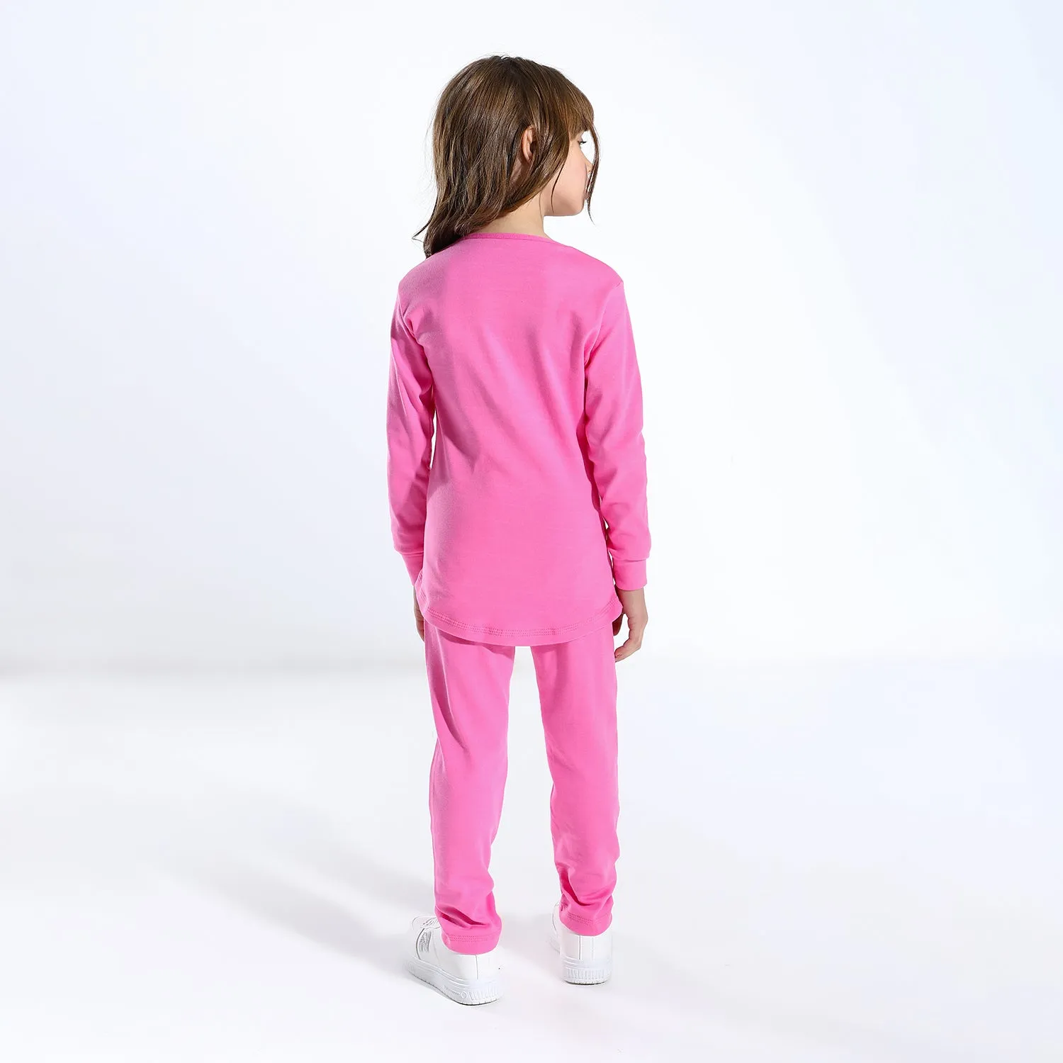 Girls Interlock thermal (Inner fluff) set - Rose