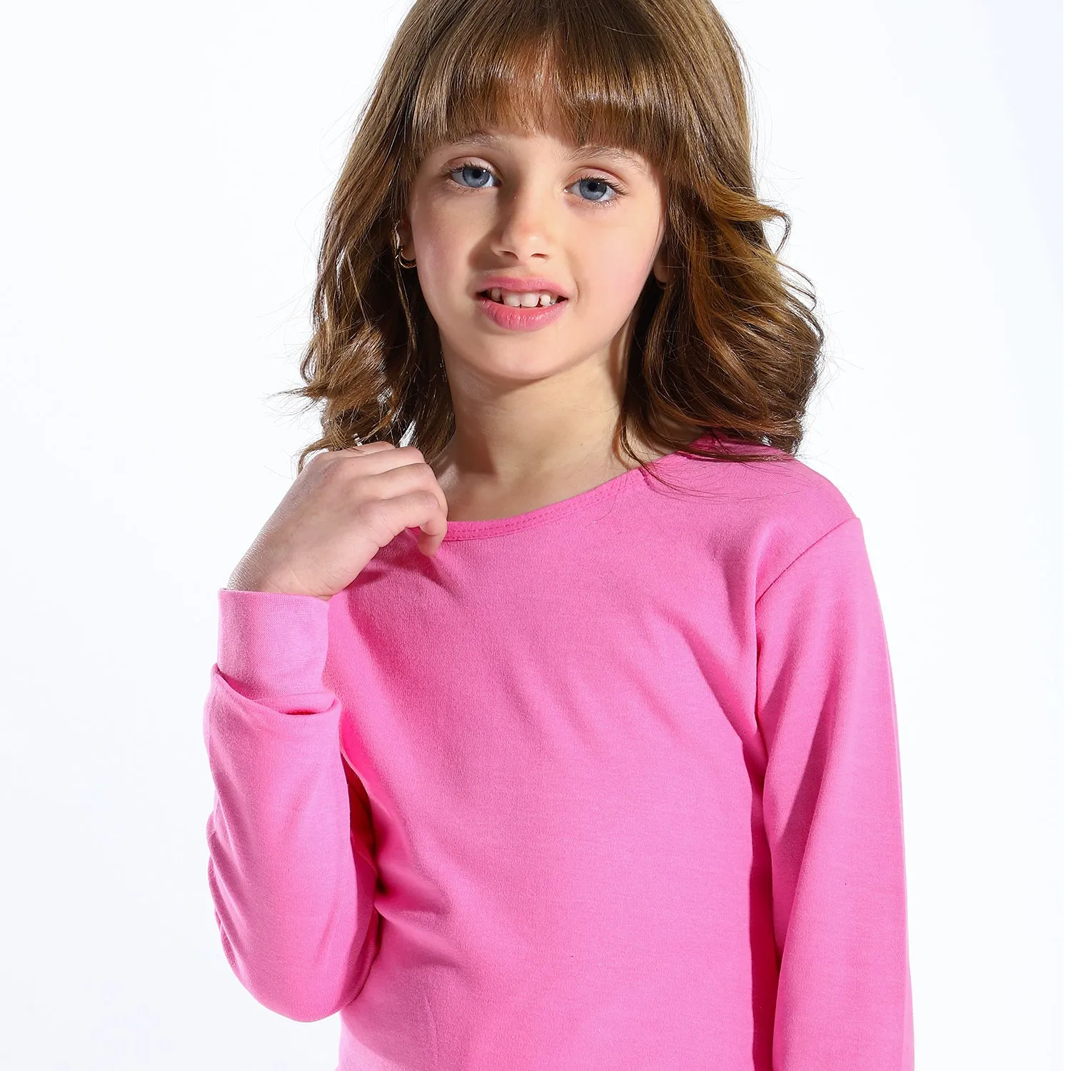 Girls Interlock thermal (Inner fluff) set - Rose