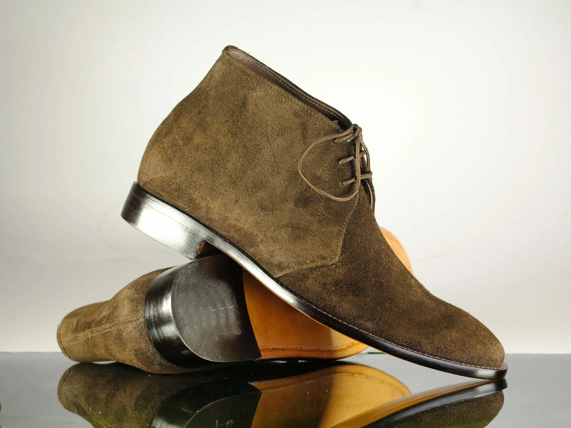 Handmade Men's Brown Chukka Suede Lace Up Boots, Men Ankle Boots, Men Designer Fashion Boots