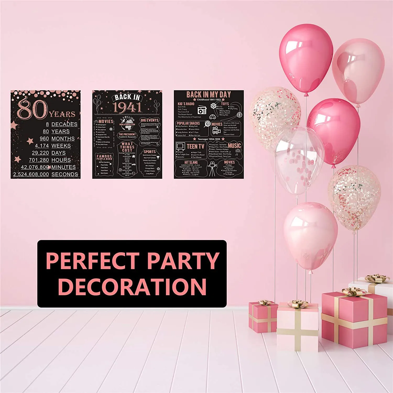 Homanga 30th Birthday Decorations for Women or Men, Rose Gold 3 Pieces 11”x 14” Back In 1991 Poster, 30 Years Party Wedding Anniversary Decoration Supplies, 30th Gifts for Women Her