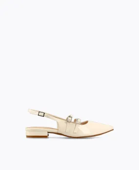 Inca Slingback Mary Jane Flats - Beige