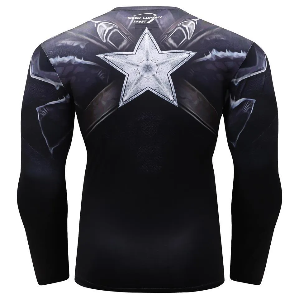 Infinity War Captain America Long Sleeve Compression Shirt for Men