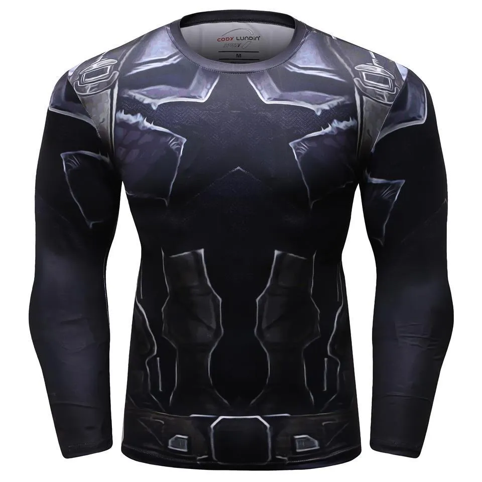 Infinity War Captain America Long Sleeve Compression Shirt for Men