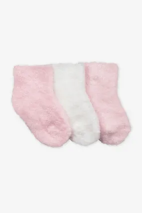 Jefferies Socks Fuzzy Baby Girls Bootie Socks 3-Pack - Pink