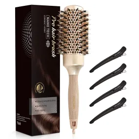 Joycarry Medium round Brush for Women Blow Drying(1.7”), Nano Thermal Ceramic & Ionic Tech round Brush for Shiny Hair, Boar Bristles Vent Roller Brush for Salon-Like Blowout Volume, Styling, Curling