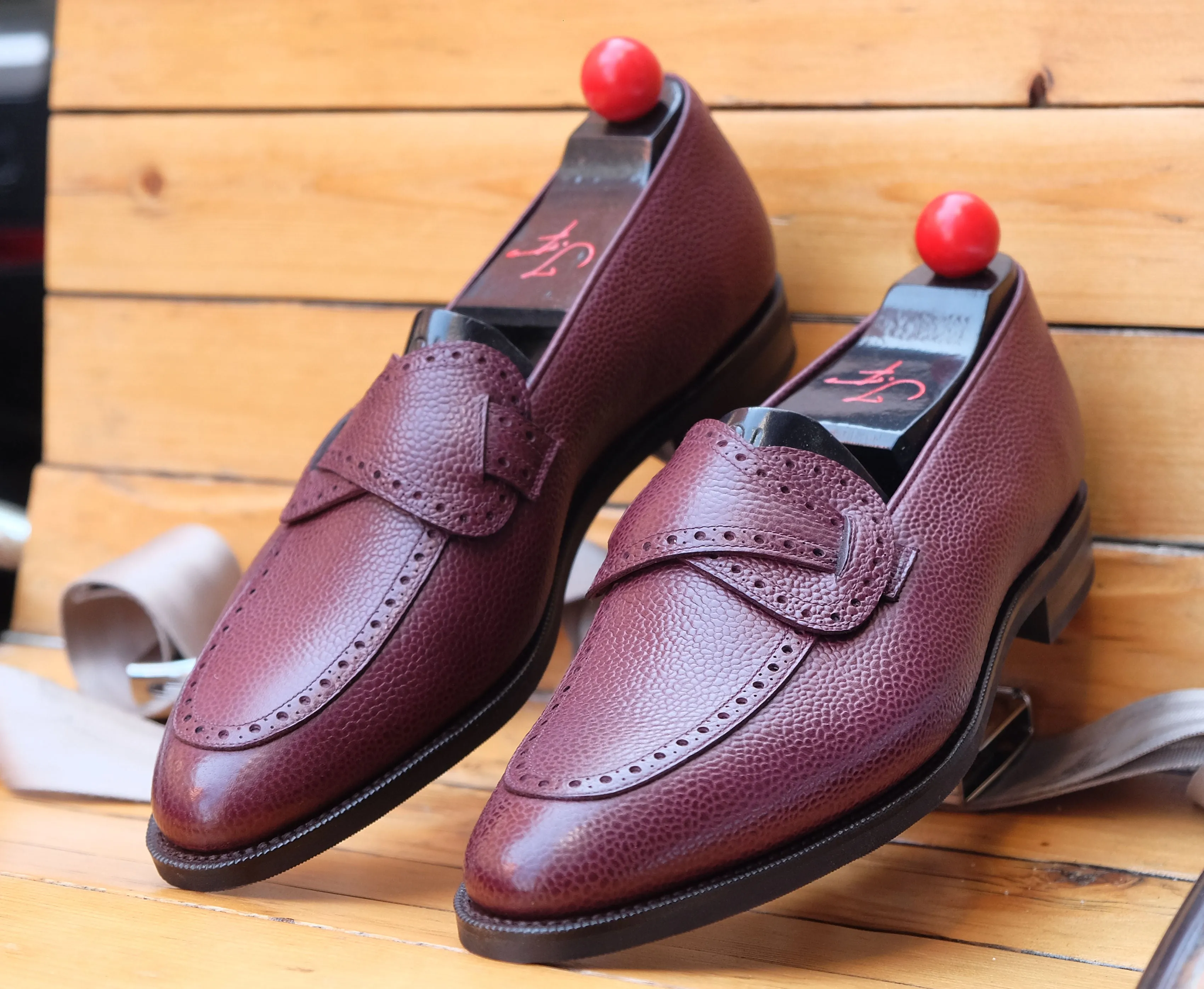 Kennewick - MTO - Burgundy Scotch Grain - TMG Last - City Rubber Sole