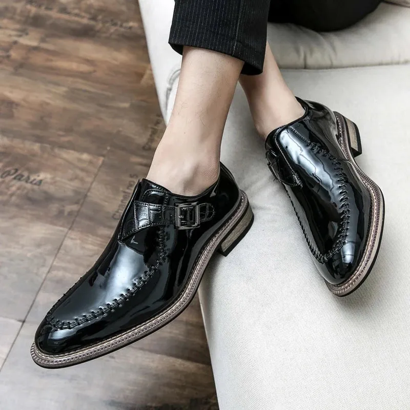 Men's Buckle Slip On Monk Shoes Leisure Black Dress