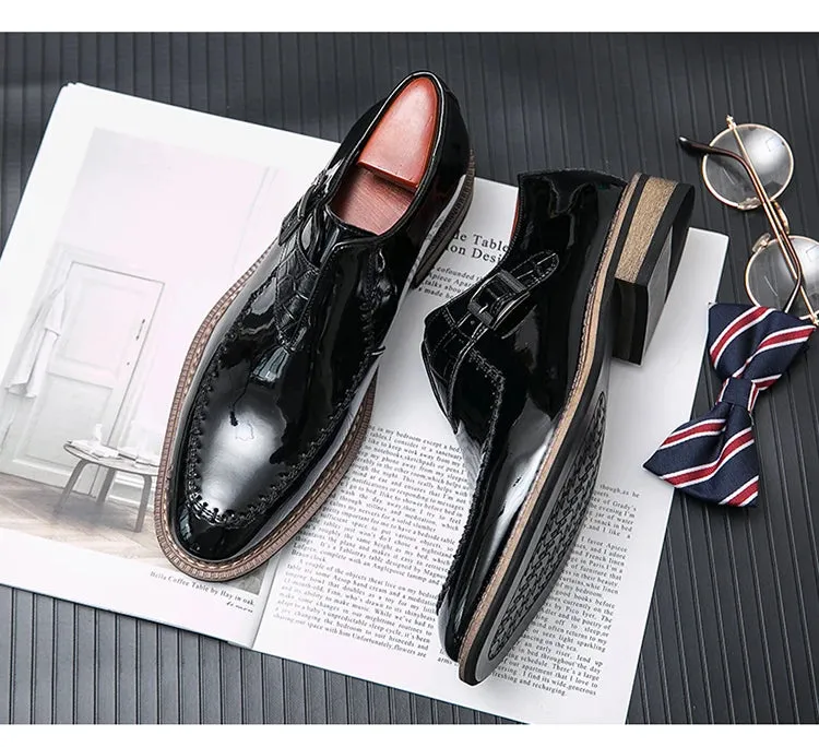 Men's Buckle Slip On Monk Shoes Leisure Black Dress