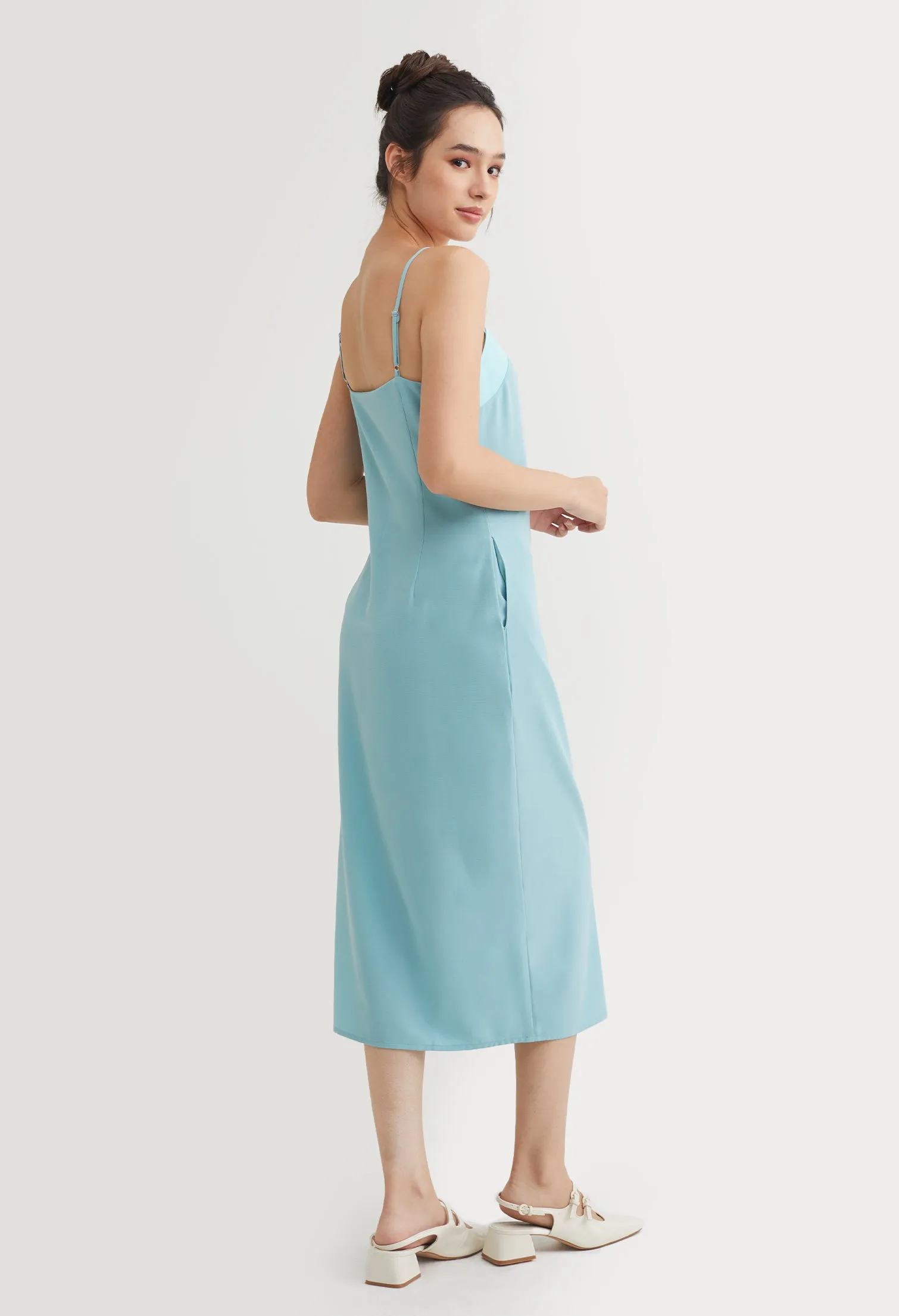 Monotone Contrast Trim Slip Midi Dress