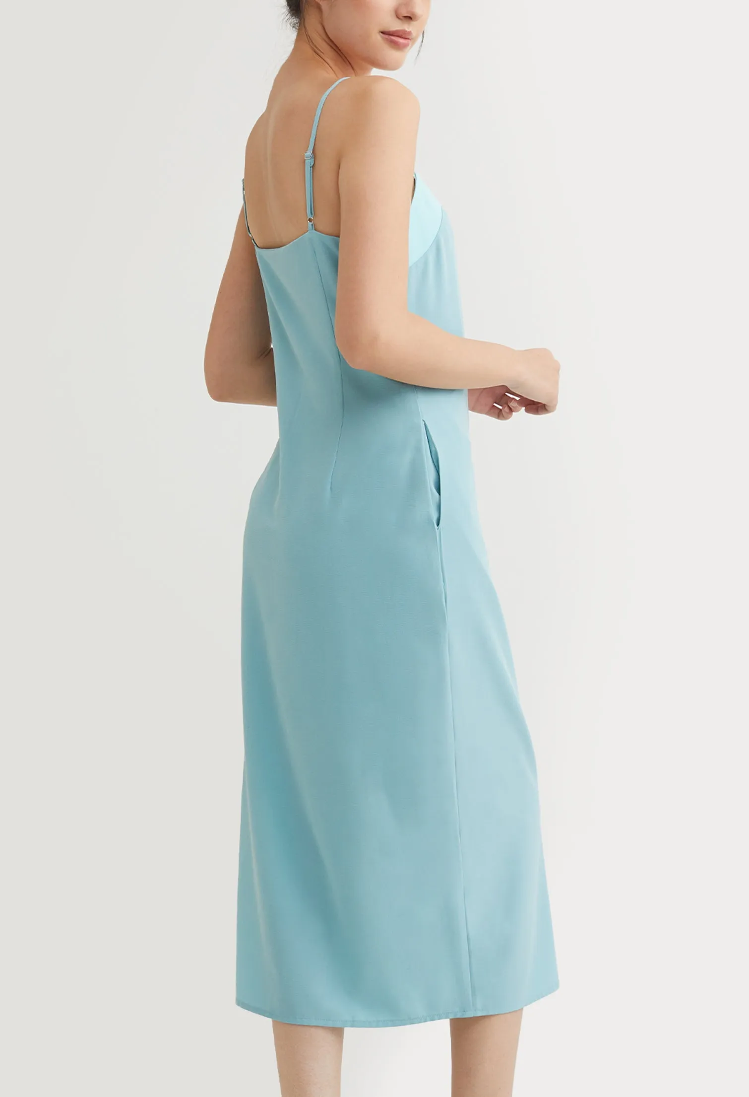 Monotone Contrast Trim Slip Midi Dress