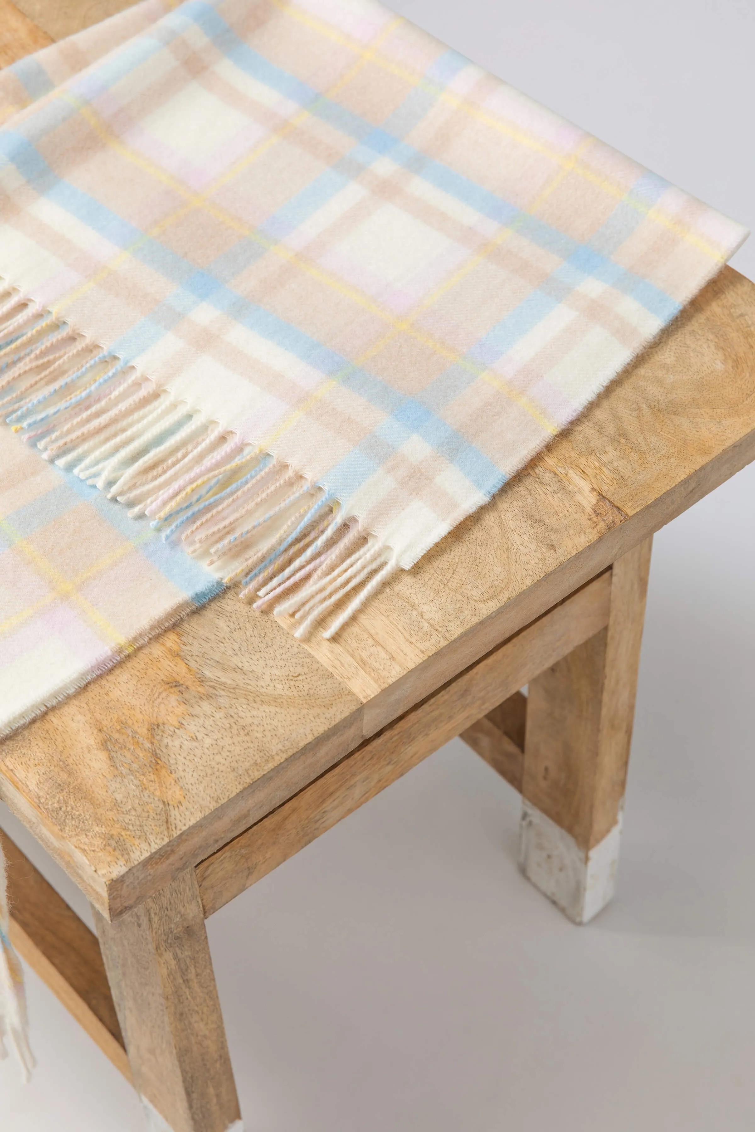 Natural Check Cashmere Baby Blanket