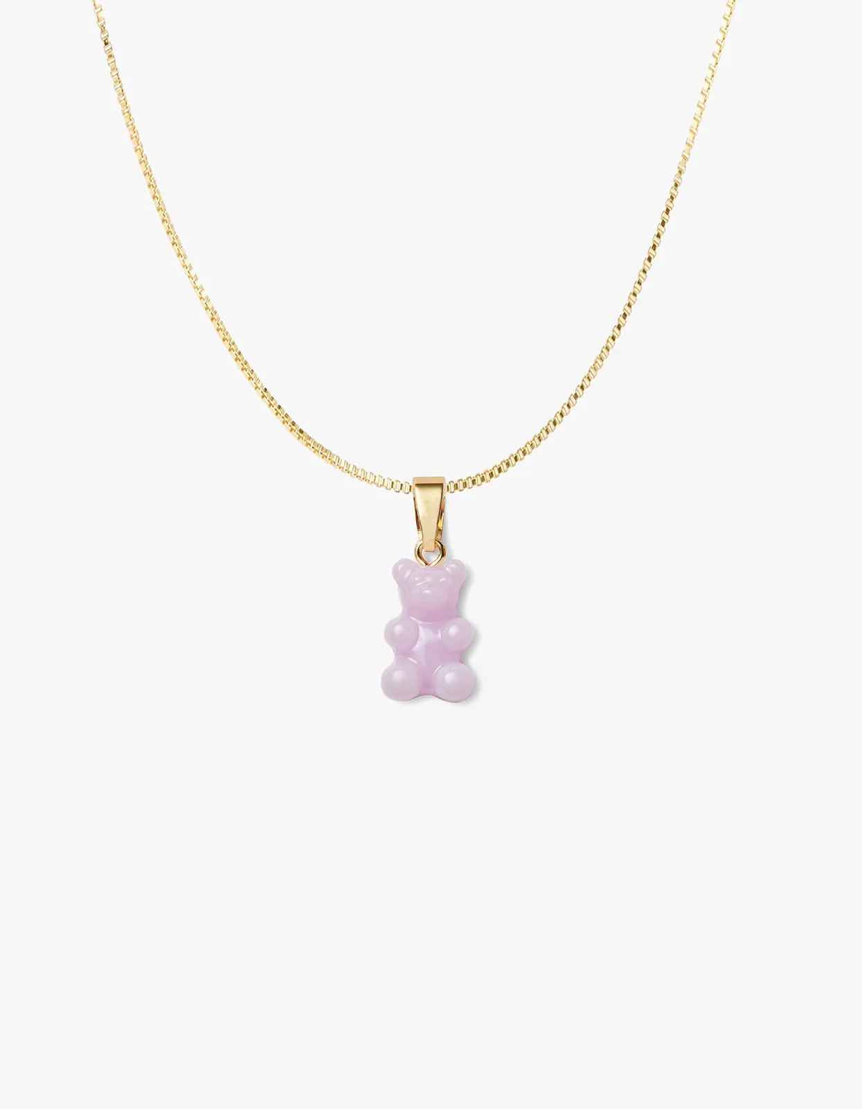 Nostalgia Bear Gold Chain Necklace - Lavender