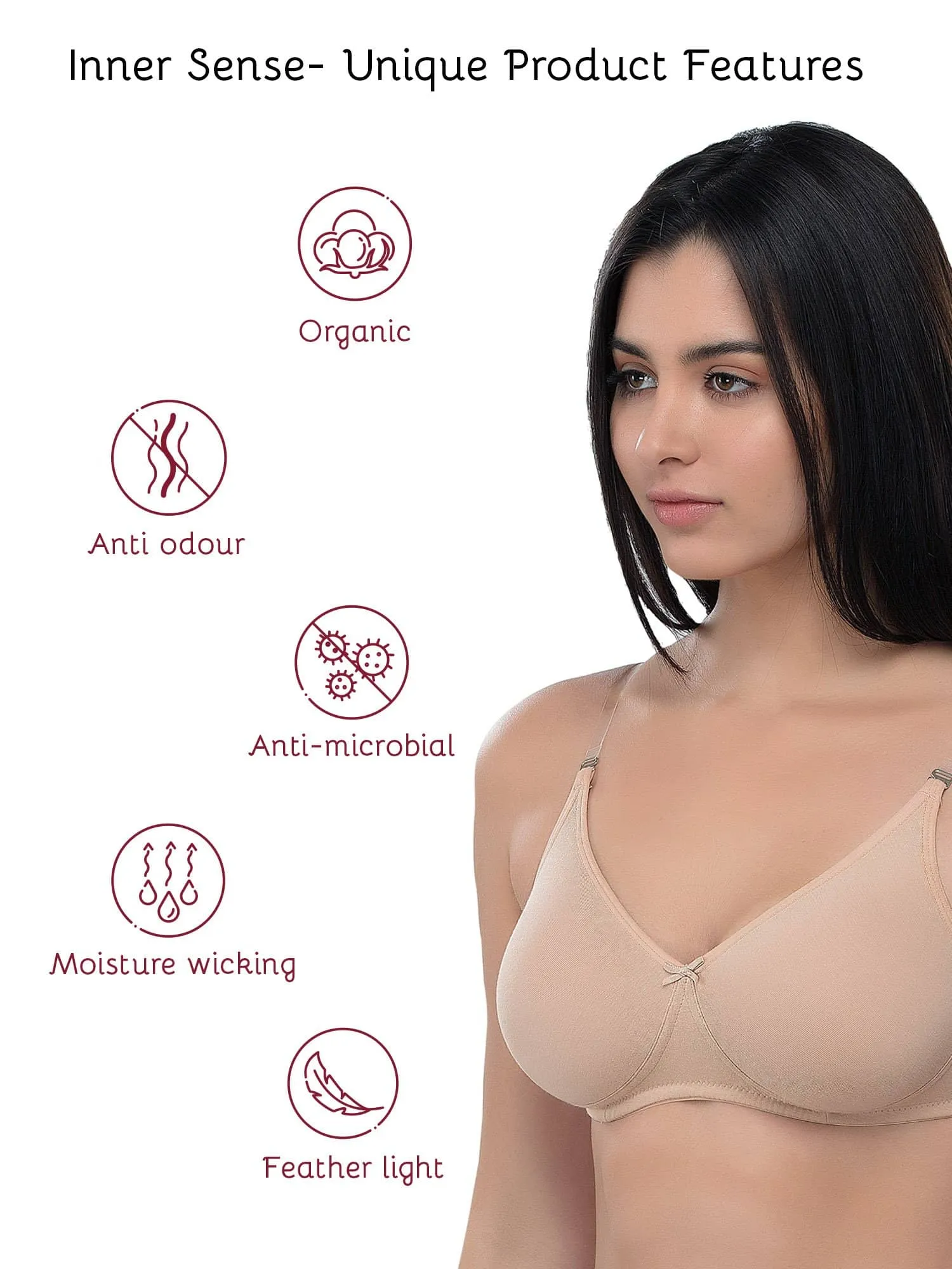 Organic Cotton Antimicrobial Backless Non-Padded Seamless Bra-ISB100-Skin-