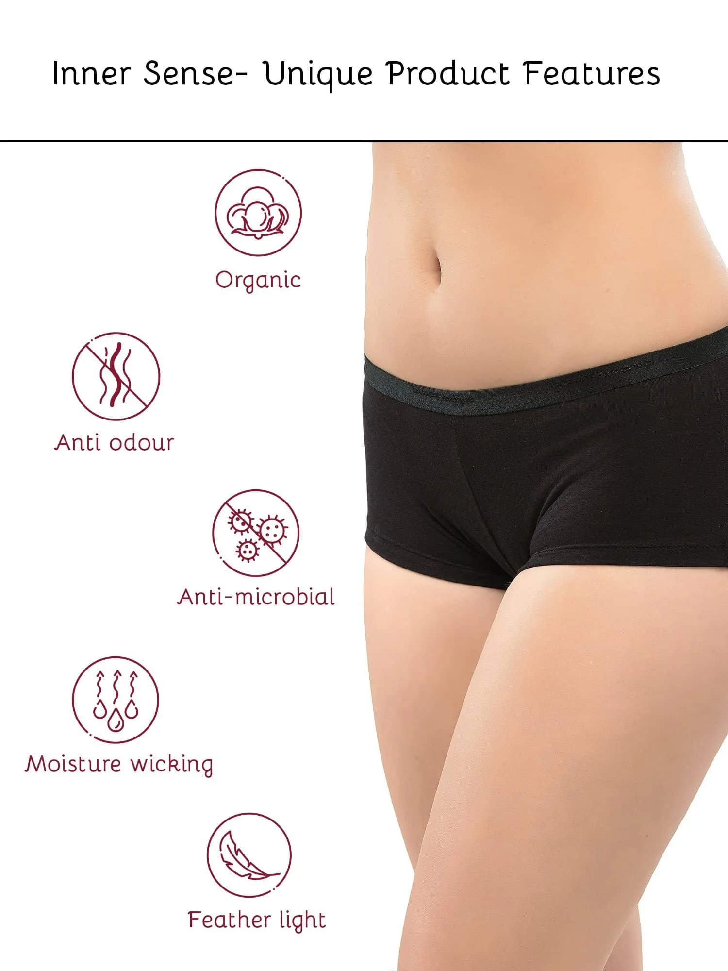 Organic Cotton Antimicrobial BoyShorts (Pack Of 2)-ISP038-Black_Black-