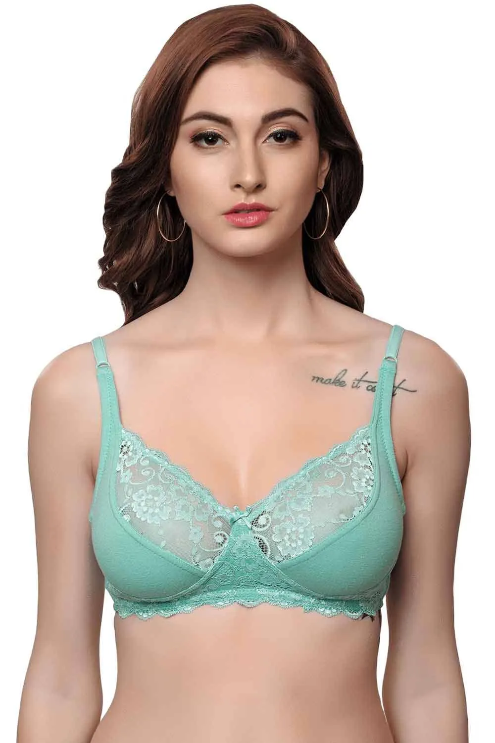 Organic Cotton  Antimicrobial Laced non-Padded Bra-ISB019-Oceangreen-