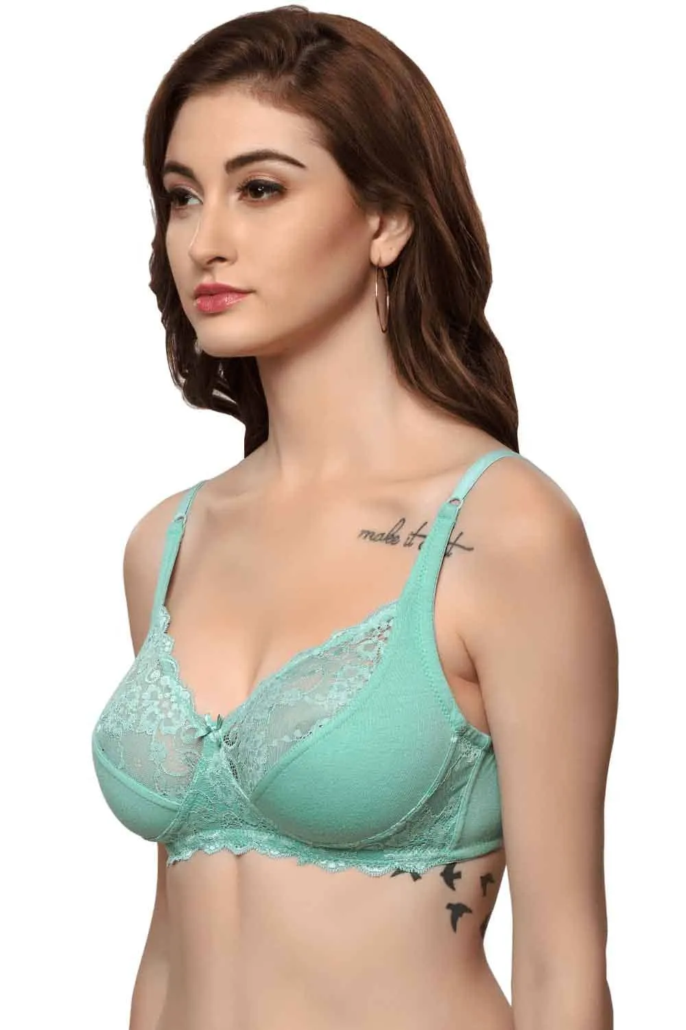 Organic Cotton  Antimicrobial Laced non-Padded Bra-ISB019-Oceangreen-