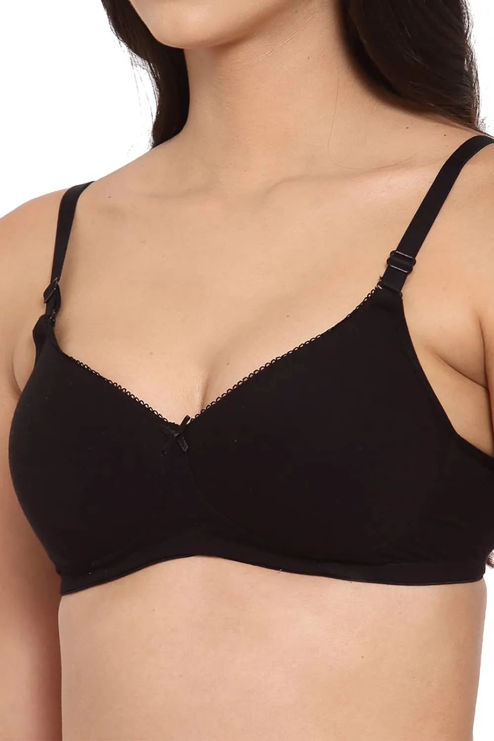 Organic Cotton Antimicrobial Padded t-shirt Bra-ISB104-Black-