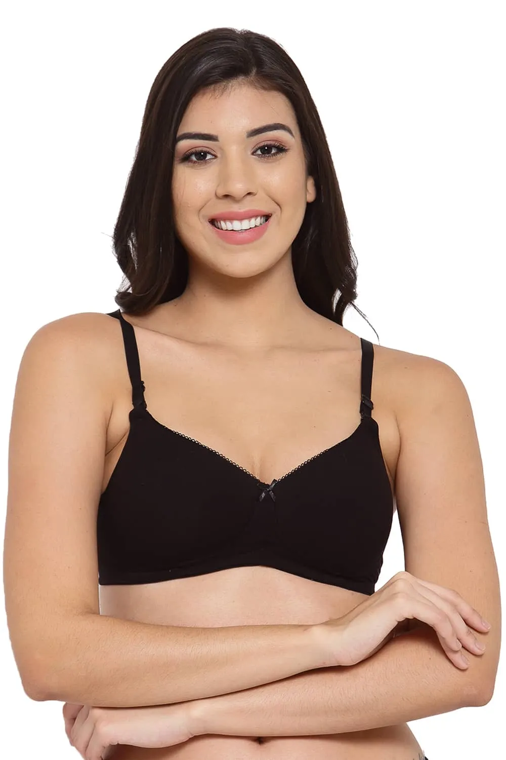 Organic Cotton Antimicrobial Padded t-shirt Bra-ISB104-Black-