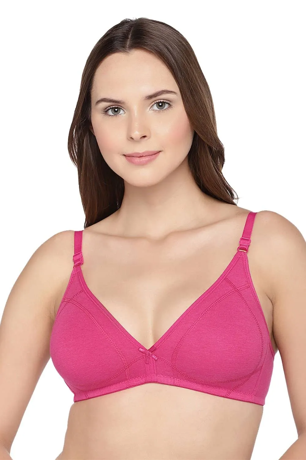 Organic Cotton Antimicrobial Seamless Triangular Bra with Supportive Stitch (Pack of 3)-ISB099-_Fuschia_Fuschia_Black-