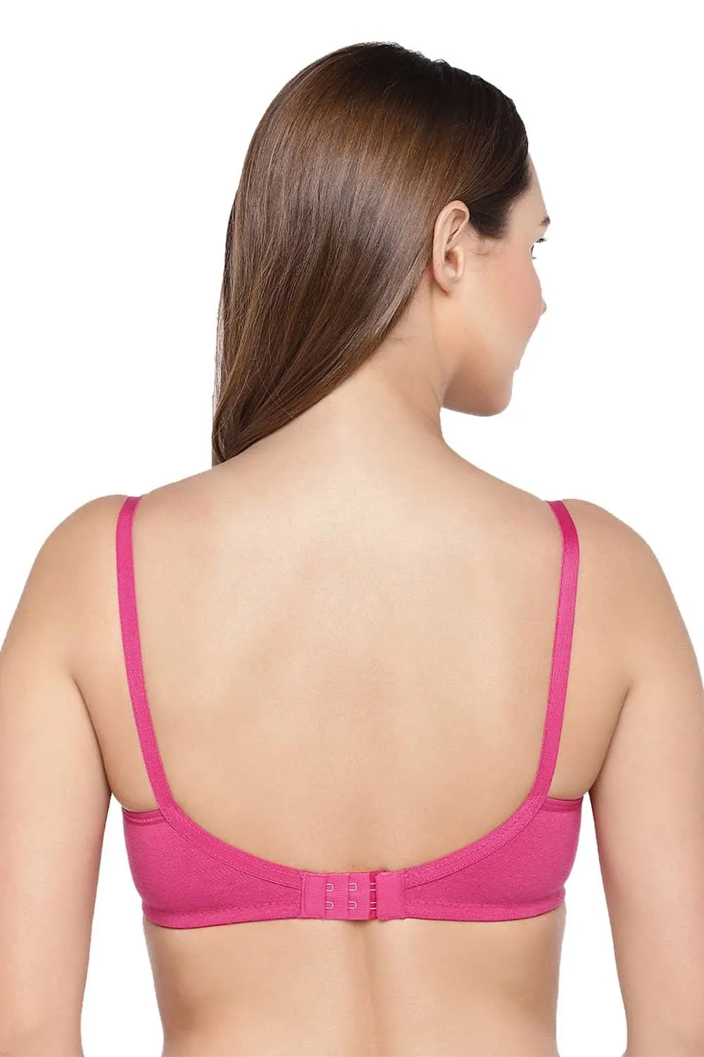 Organic Cotton Antimicrobial Seamless Triangular Bra with Supportive Stitch (Pack of 3)-ISB099-_Fuschia_Fuschia_Black-