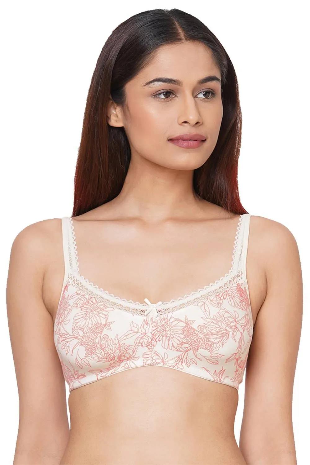 Organic Cotton Antimicrobial Soft Laced Bra (Pack of 3)-ISB017-C.Print_Peach_Maroon-