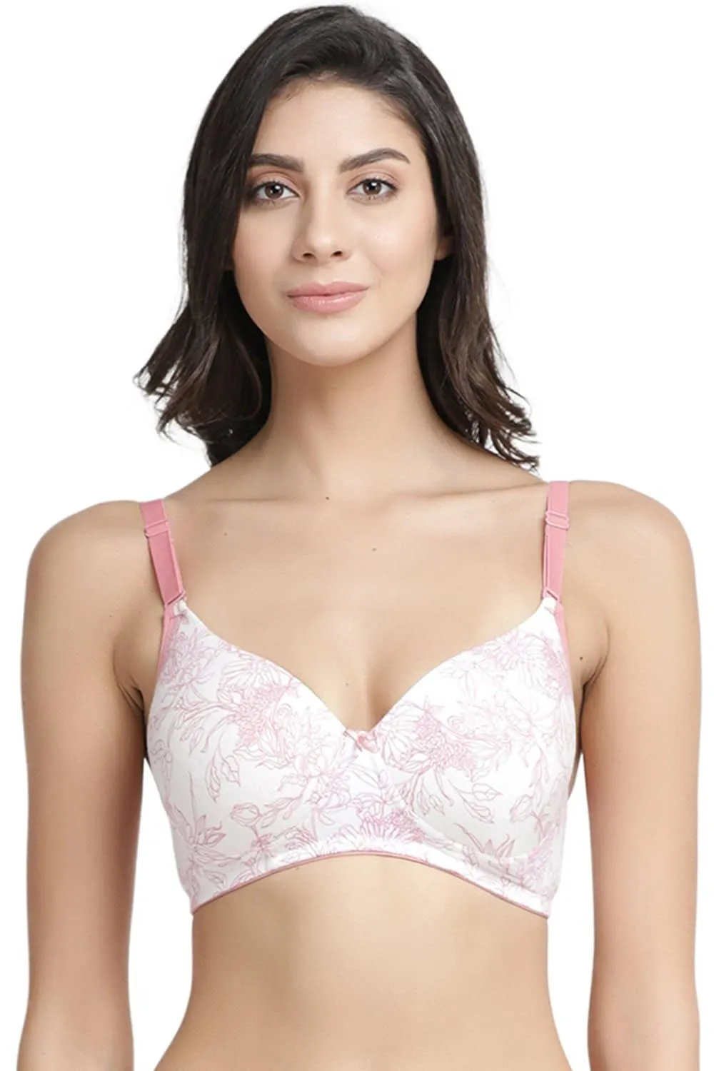 Organic Cotton  Antimicrobial Wire-free Padded Bra (Pack of 2)-ISB068-Coral Pink_M.White-