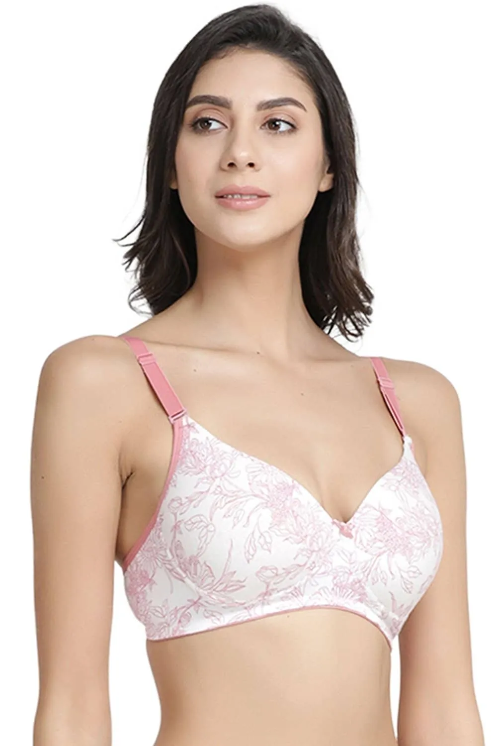 Organic Cotton  Antimicrobial Wire-free Padded Bra (Pack of 2)-ISB068-Coral Pink_M.White-