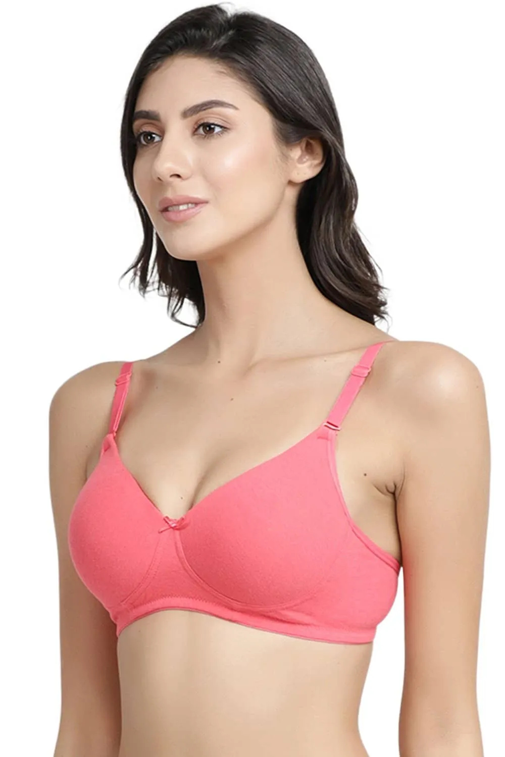 Organic Cotton  Antimicrobial Wire-free Padded Bra (Pack of 3)-ISB068-B.Pink_B.Pink_Coral Pink-